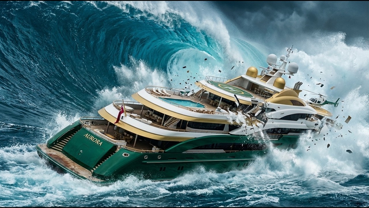 Mega Tsunami Wrecks a Super Yacht Worth Millions | Ultra Realistic Ocean Disaster (AI VFX)