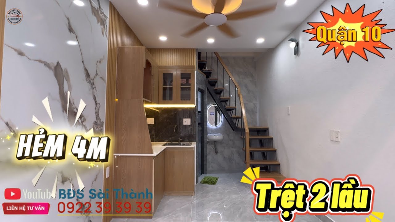 Quận 10 hẻm 4m Trệt 2 lầu nhà mới vào ở ngay khu Hồ Bá Kiện #0922393939 #0822393939 