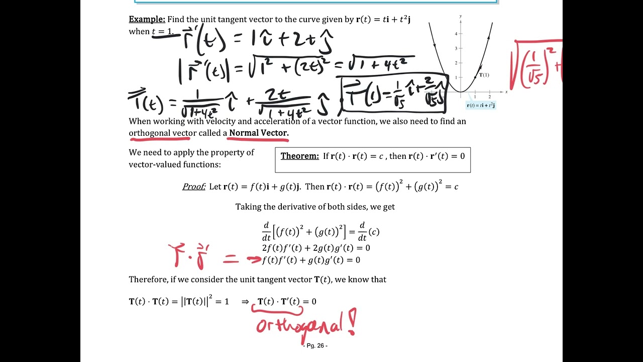 Calc 2: 12.4 - Tangent Vectors and Normal Vectors