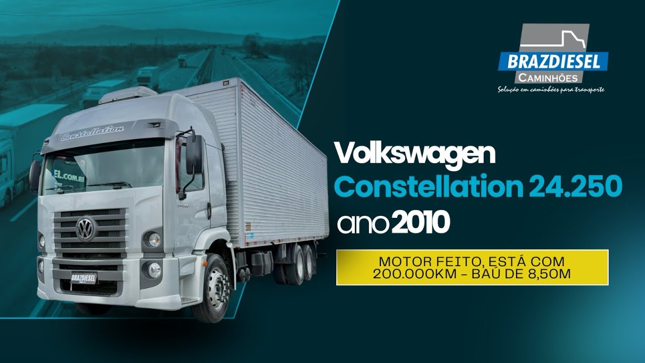 Vw Constellation 24.250 2010, motor feito e baú de 8,50m