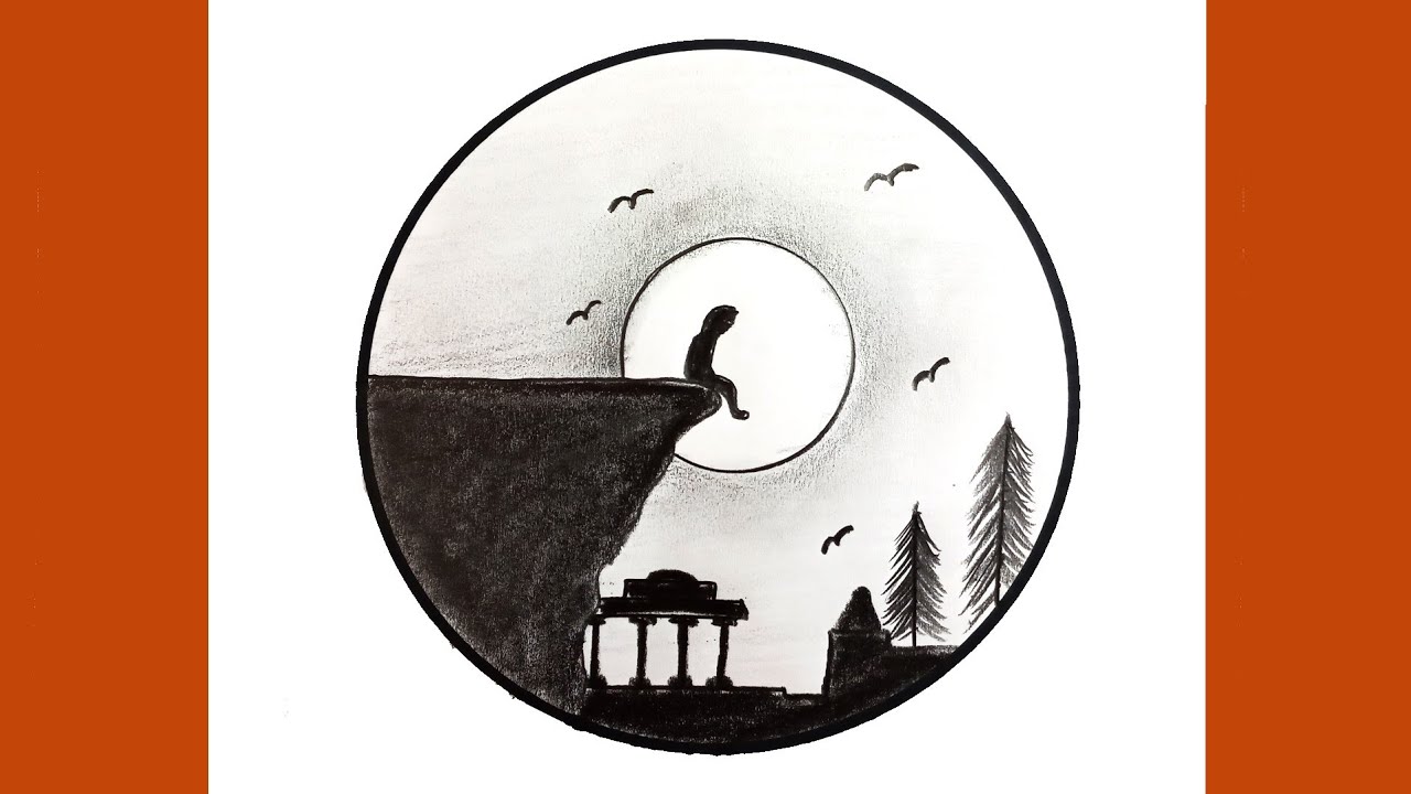 How To Draw A Sad Boy Sitting Alone Easy Step By Step Circle Drawing Tutorial For Beginners pencil