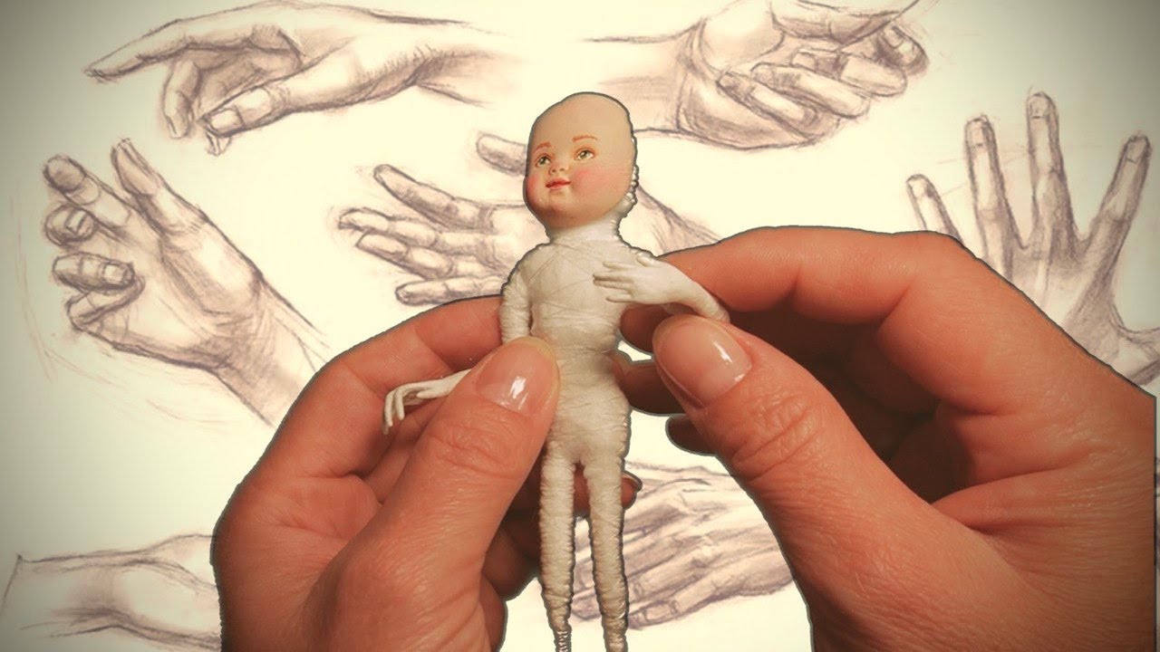 Ватная игрушка, кисти рук с пальчиками. Матильда часть 1. DIY