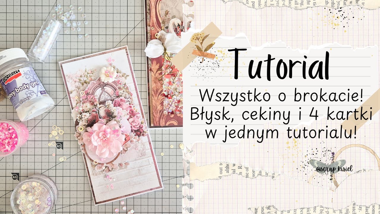 Brokatowe szaleństwo! 4 kartki naraz! Jak używać brokatu w scrapbookingu? | tutorial krok po kroku