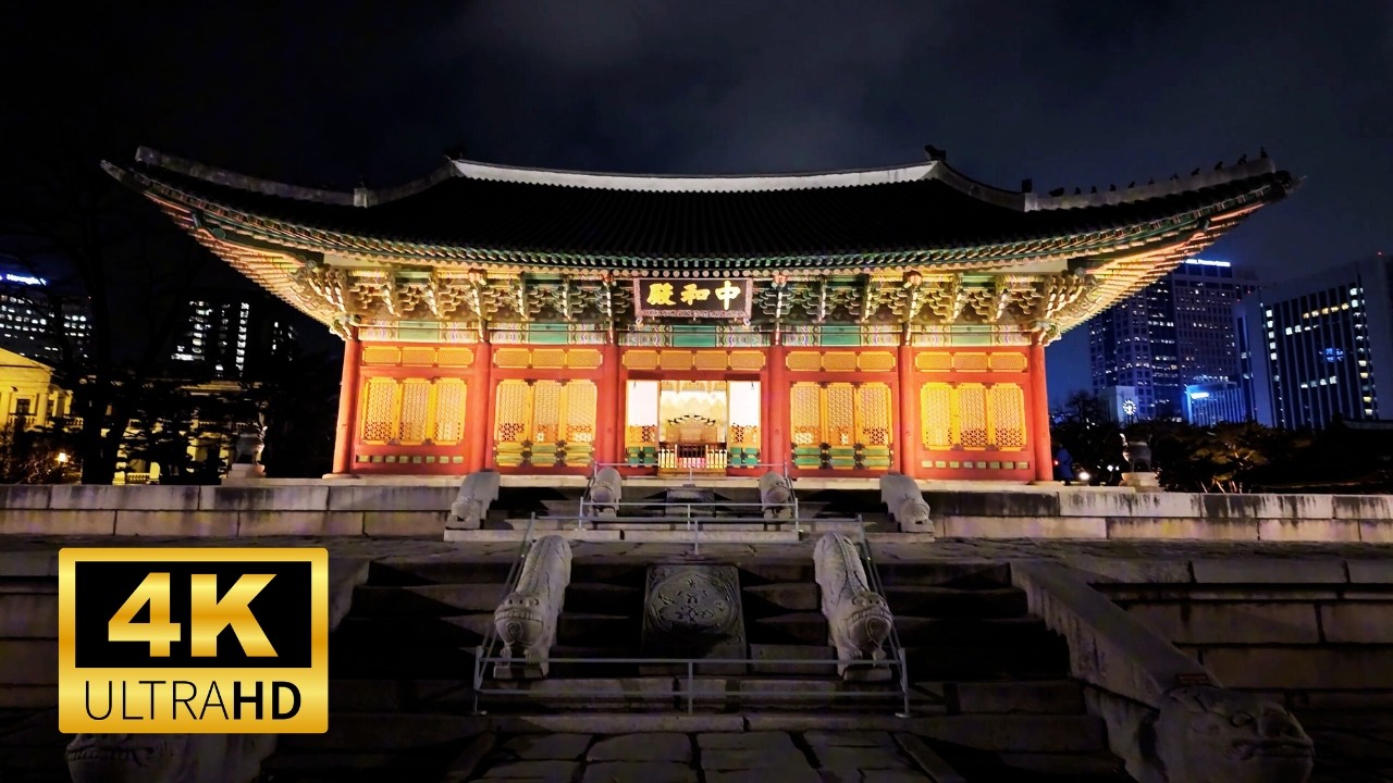 [4K] Walking in Seoul's Most Beautiful Night Street 🌙 | Deoksugung Palace & Jeongdong-gil