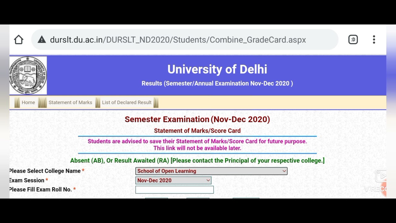DU SOL Finally Result declared for March Open Book Exam 2021 ll important for CBCS Semester mode stu