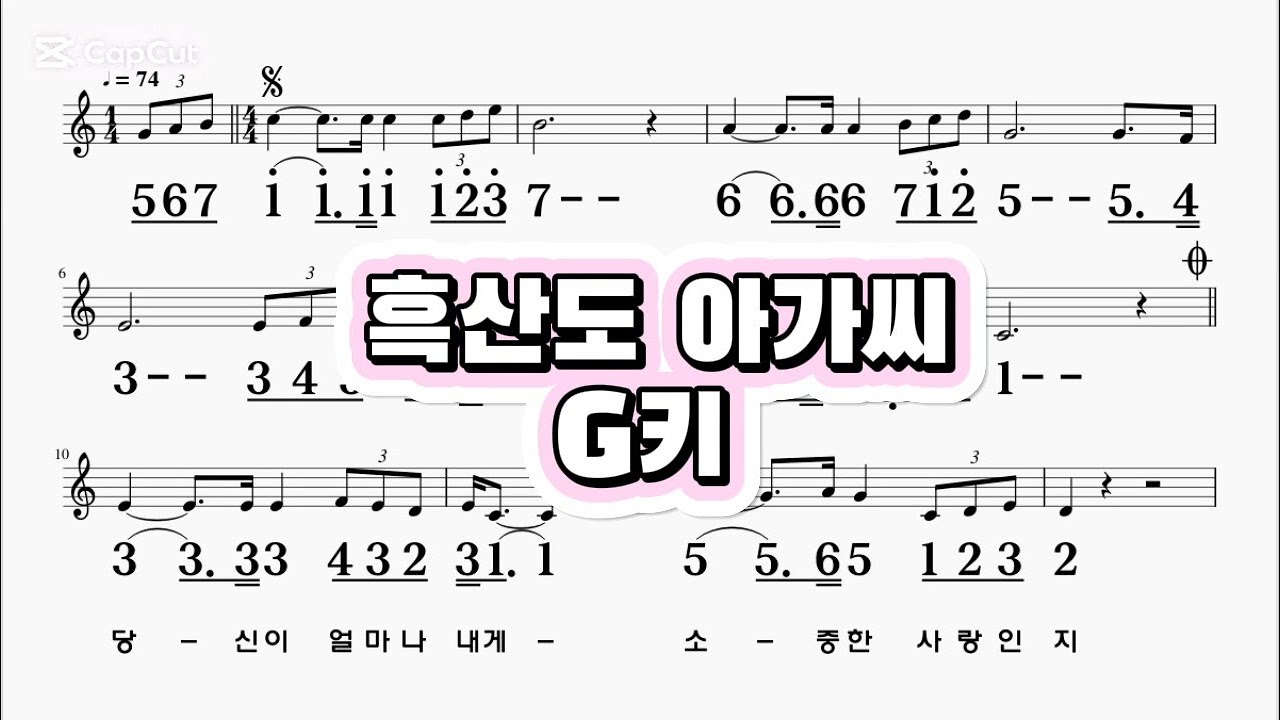 흑산도아가씨 이미자 G키 하모니카 악보영상