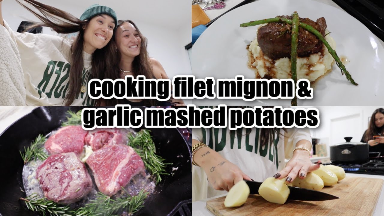 cooking filet mignon & garlic mashed potatoes | Vlogmas Day 12
