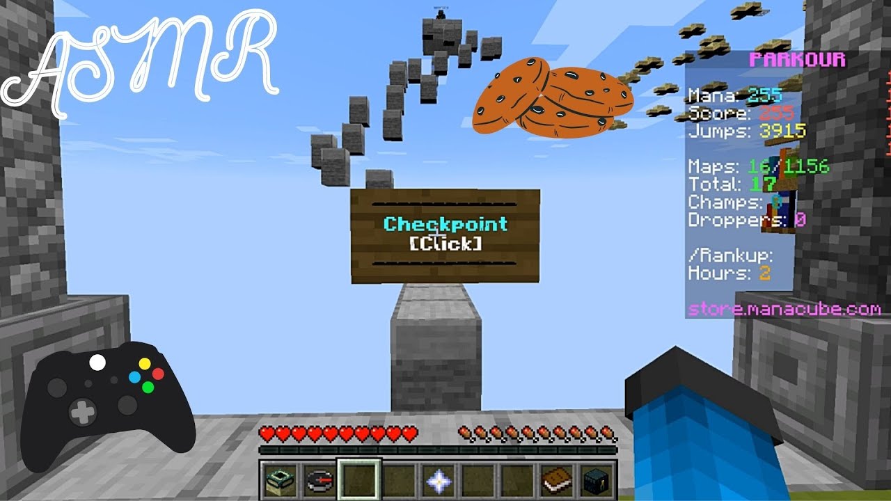 ASMR Gaming | Minecraft Parkour Controller | No Talking + Eating Cookies 🍪🎧