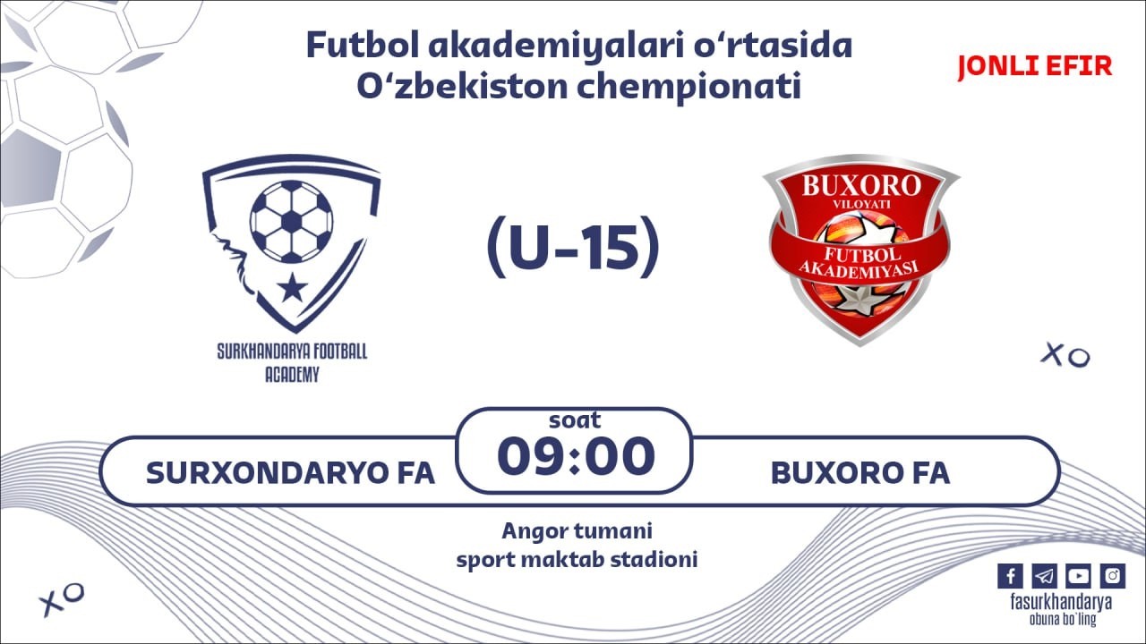 SURXONDARYO FA U15 va BUXORO FA U15 | FULL MATCH