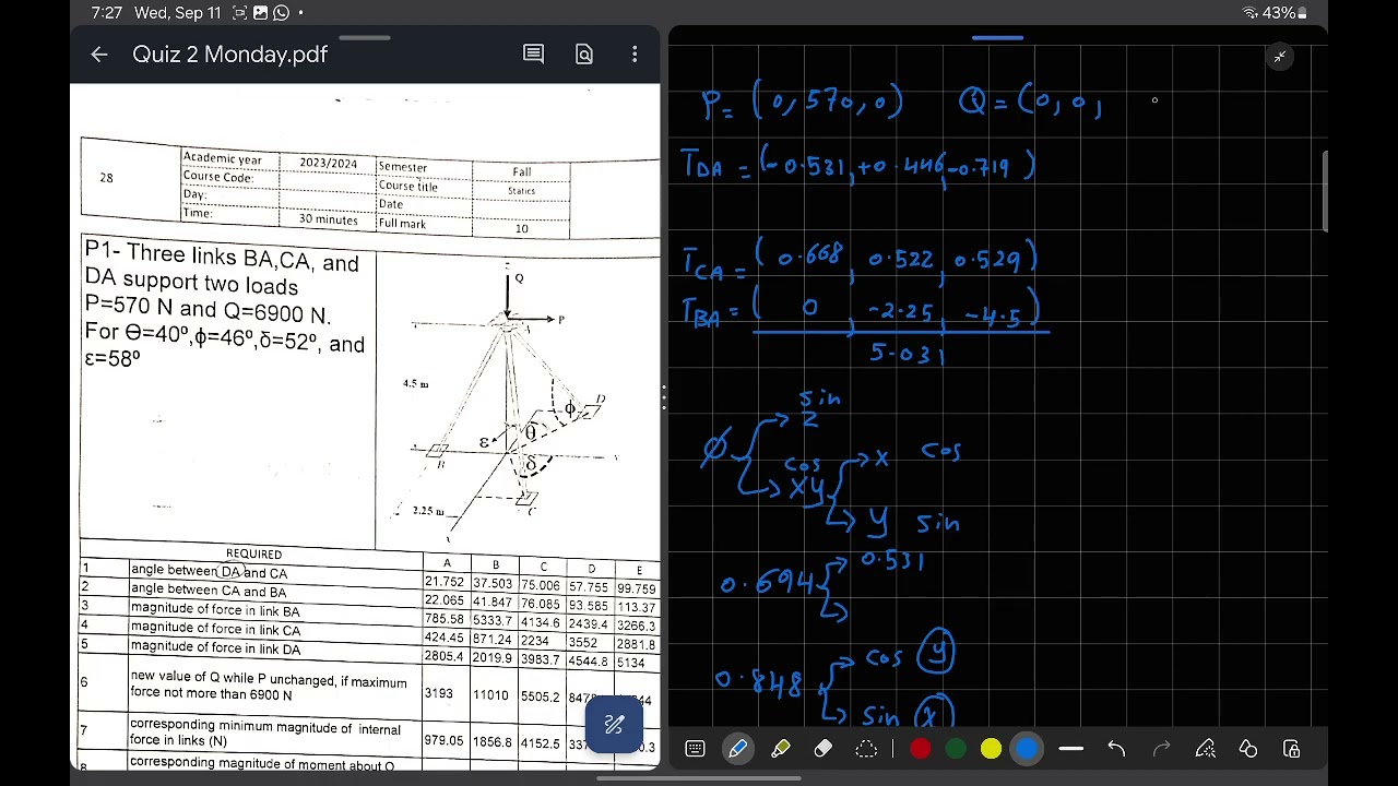 Quiz 2 statics - spring 23