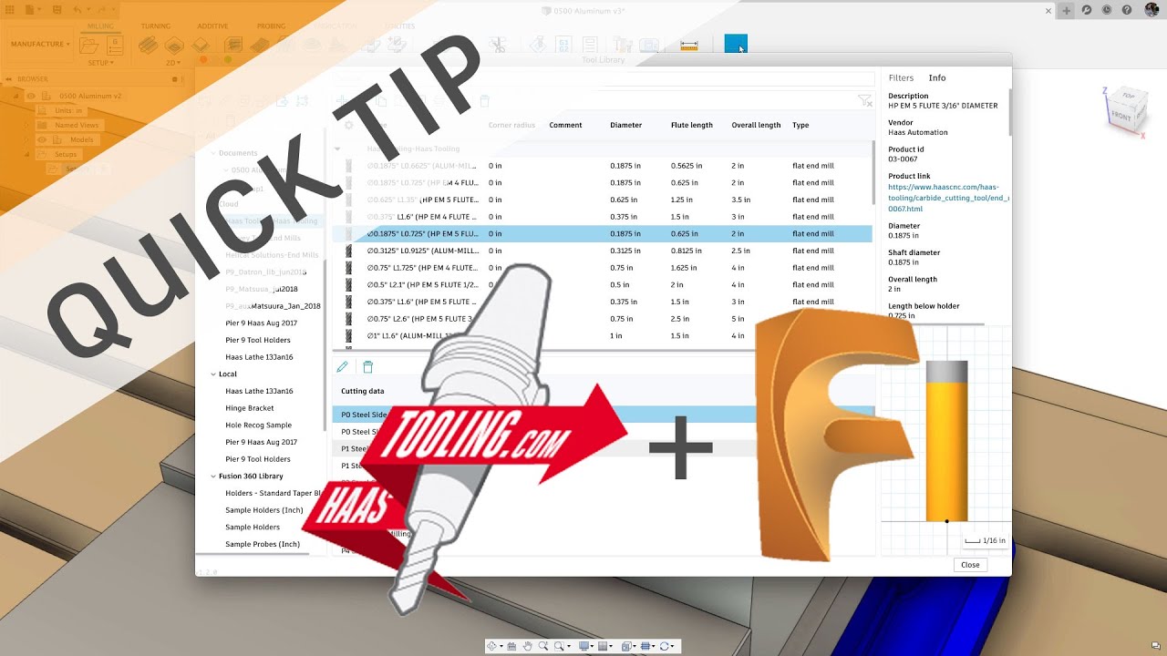 Autodesk Fusion 360 | Quick Tip: Haas Tooling in the New Fusion 360 Tool Library