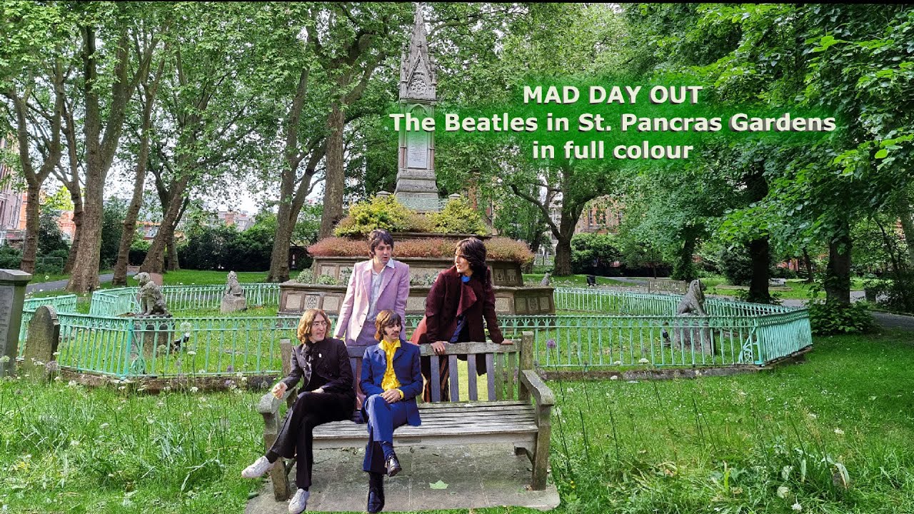 The Beatles in St. Pancras Gardens. Now and then