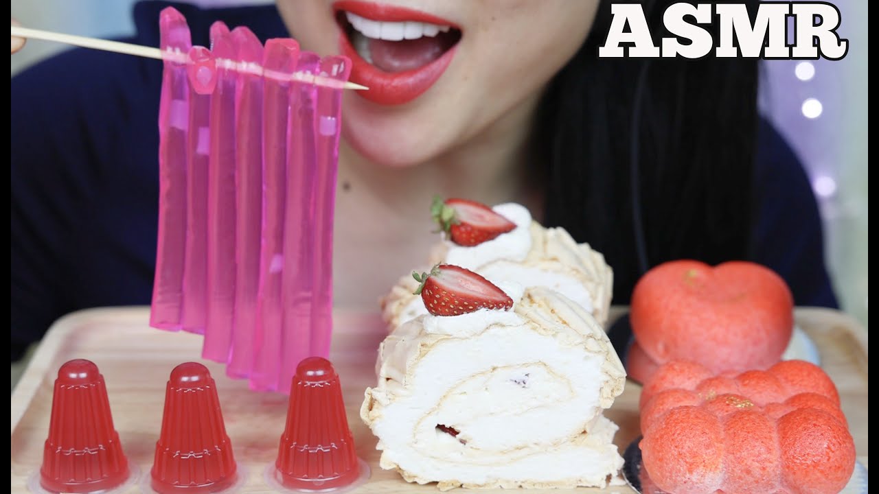 ASMR PAVLOVA CAKE + MOUSSE CAKE + JELLY JELLO (EATING SOUNDS) NO TALKING | SAS-ASMR