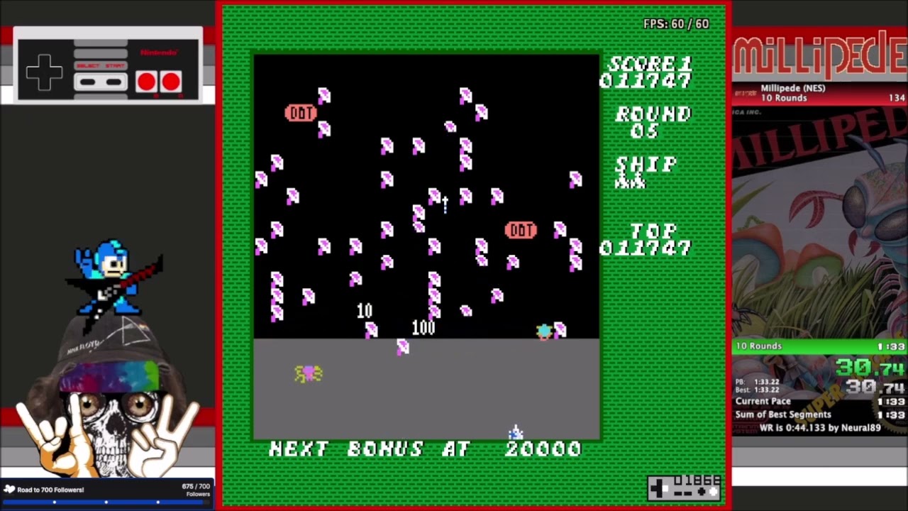 Millipede (NES) - 10 Rounds PB (1:21.117) | February 14, 2026