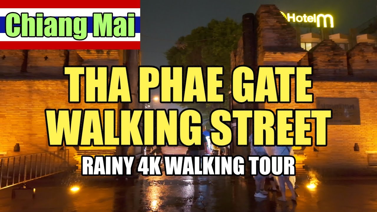 Chiang Mai Walking Tour - Tha Phae Gate Walking Street & Night Market | 2025 Rainy Walk in 4K
