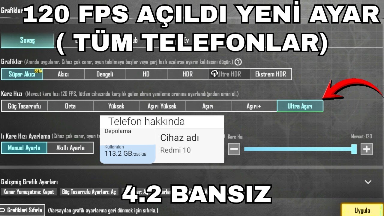 120 FPS YAPMA 4.2 BANSIZ FPS ARTTIRMA AKICI HD | 120 fps config pubg mobile