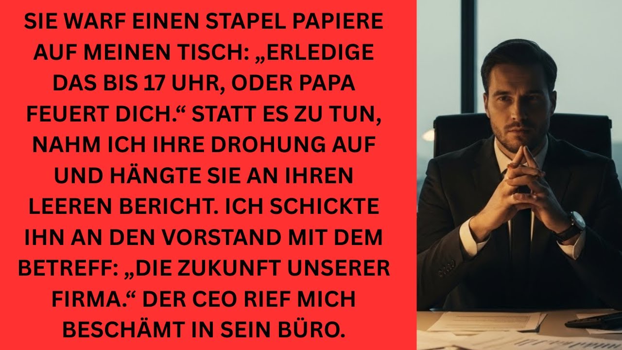 Die CEO-Tochter wollte, dass ich ihre Arbeit mache; ich leitete sie direkt an den Vorstand weiter.