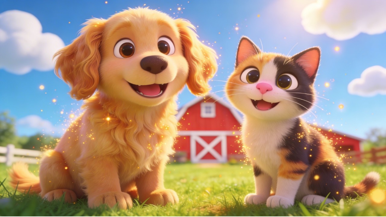 Zvířátka na dvorku 🐶🐱🐄 | Písnička pro děti se zvuky zvířat | Mráček Zpěváček
