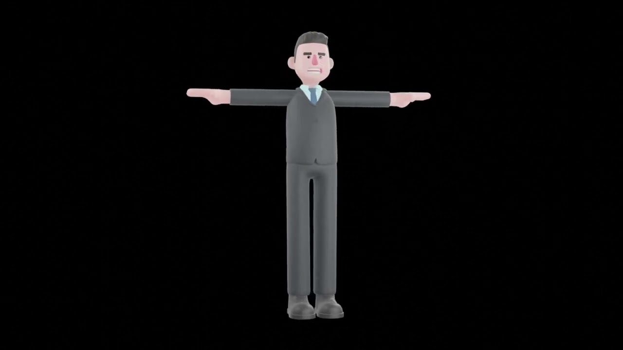 3D Cartoon Male Banker Character Turntable | Stylized Finance Officer Model