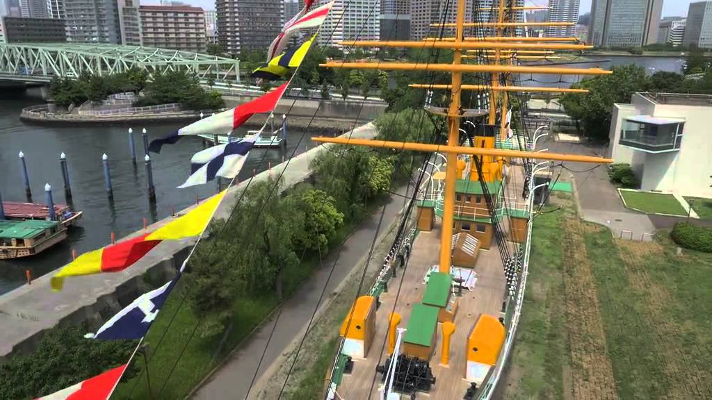 「明治丸」修復工事竣工後の空撮動画