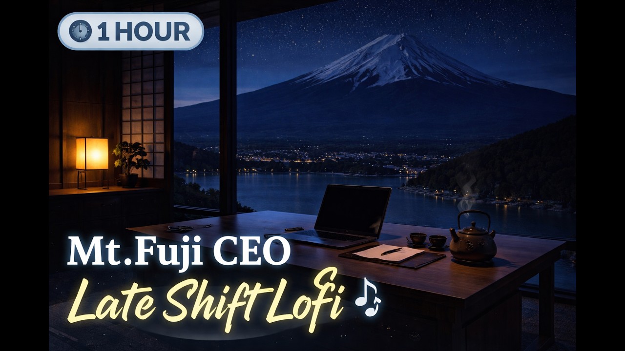 Mt Fuji CEO office view, night to day Latee Shift Lofi