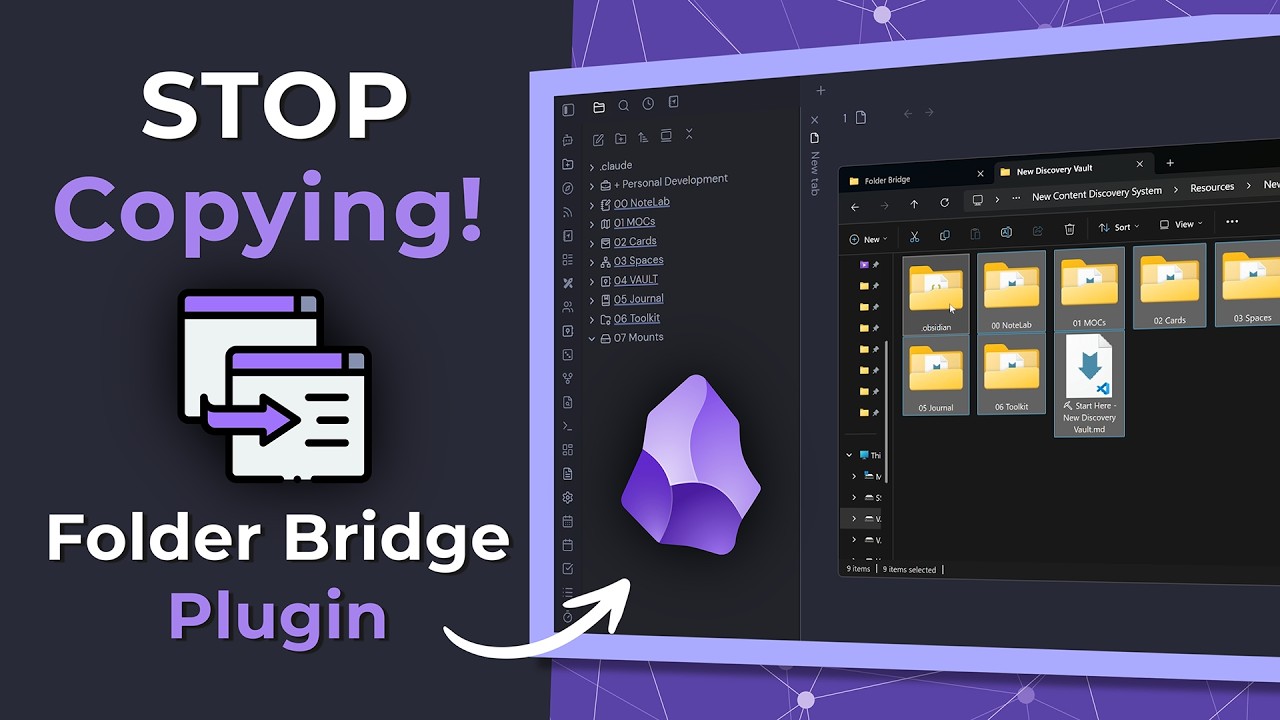 Прекратите копирование файлов в Obsidian | Плагин Folder Bridge