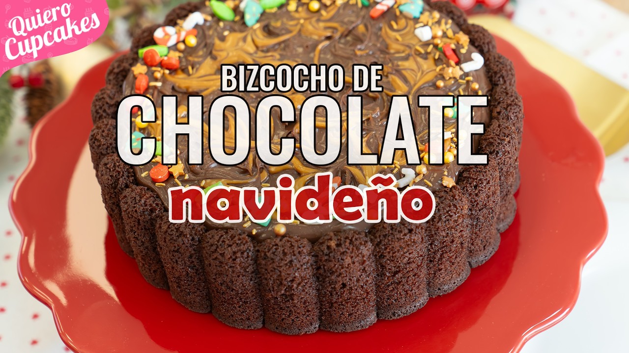 Bizcocho de chocolate navideño 🍫🎄 | Jugoso, fácil y súper delicioso | QUIERO CUPCAKES