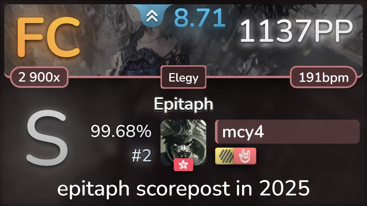 8.7⭐ mcy4 | TEARS OF TRAGEDY - Epitaph [Elegy] +HDHR 99.68% FC #2 | 1137pp - osu!