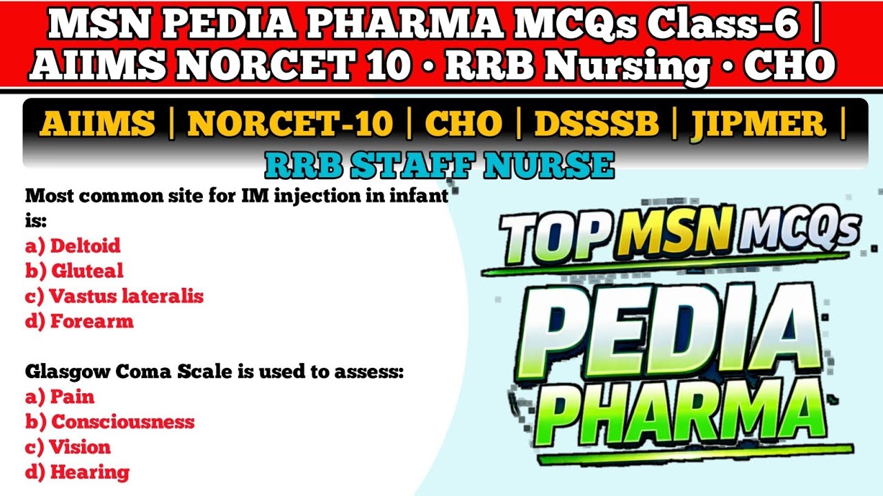 MSN PEDIA PHARMA MCQs Class-6 | AIIMS NORCET 10 • RRB STAFF NURSE • CHO All Nursing Exam Preparation