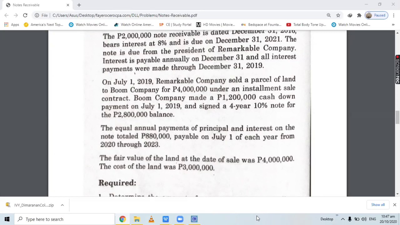 IA Part 1 - Notes Receivables Problems