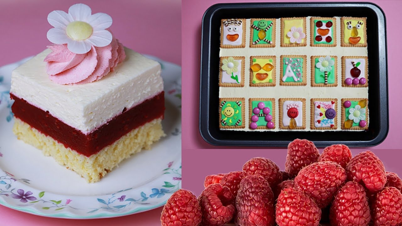 Himbeerschnitten - Butterkekskuchen - Kindergeburtstagskuchen Raspberry slices