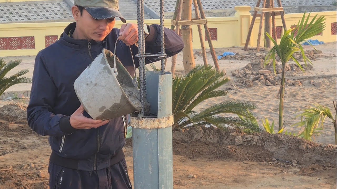 Construction Skills - Step By Step Build Cylindrical Concrete Columns | My Contruction Work