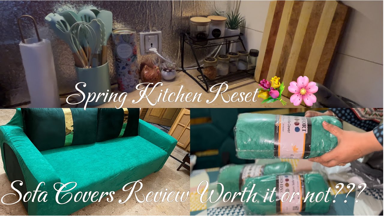 Spring Kitchen Reset🌸 || Sofa covers from K-Linen|| k-linen sofa covers review💁🏻‍♀️ ​⁠