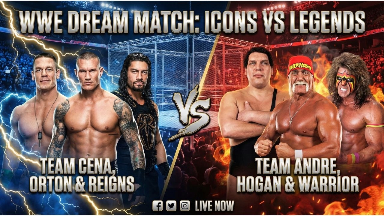Cena,Orton,Reigns vs Hogan,Andre Giant,Warrior😱 |WWE 2K25 #verticallive #wwe2k25 #shorts