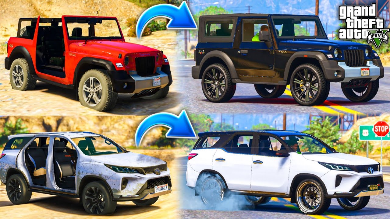 GTA 5: IMPOSSIBLE Transformation OF Mahindra Thar & Fortuner Legender 🔥 CRAZY DRAG RACE 🏁 GTA 5 MODS