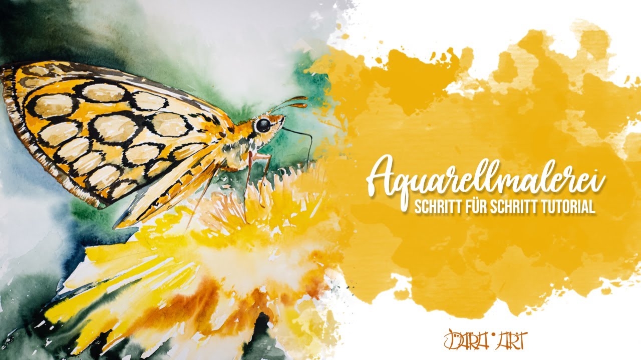 Wir malen einen Schmetterling in Aquarelltechnik / Schritt für Schritt Tutorial auf Deutsch 🦋