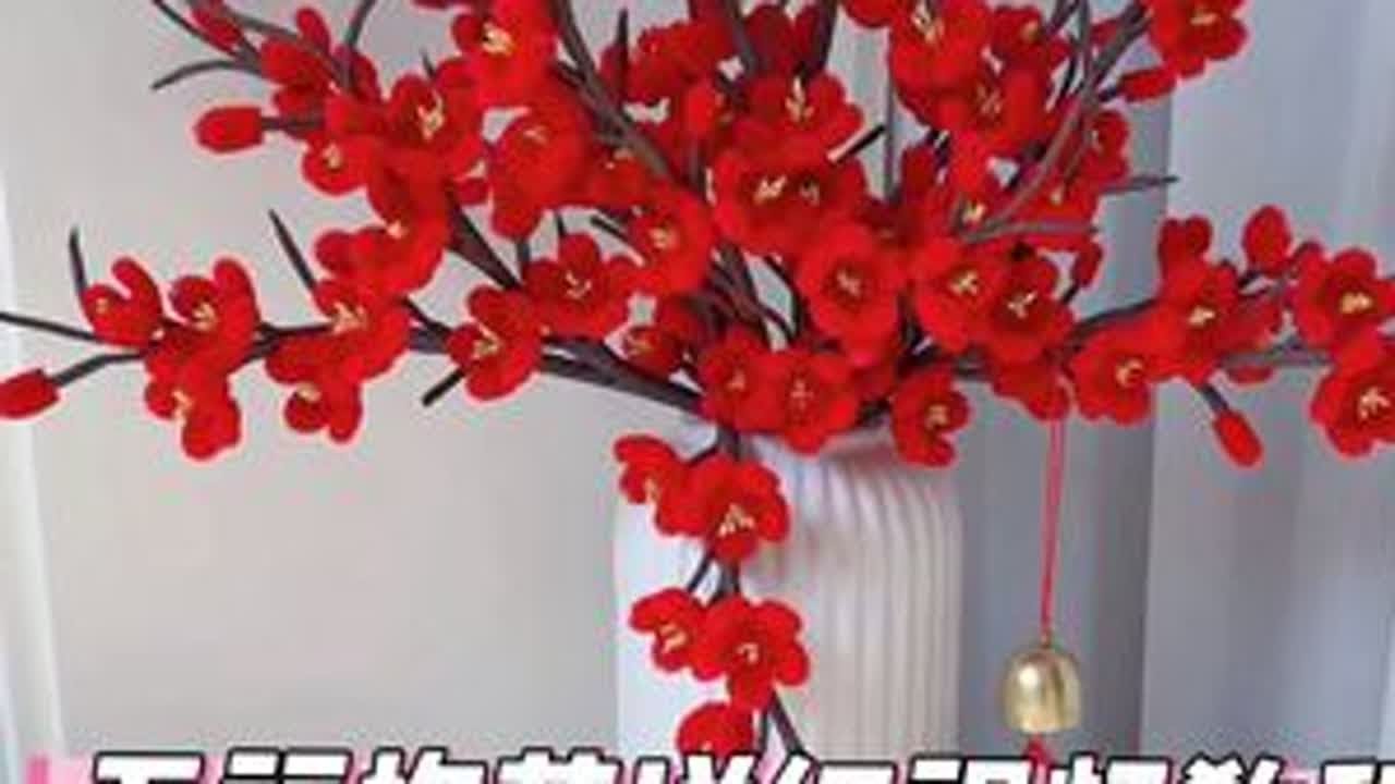五福梅花扭扭棒手工花教程。新年做年宵花非常合适，不需要打胶，简单喜庆！#我的手工作品 #扭扭棒 #手工花花的制作 #梅花#年宵花