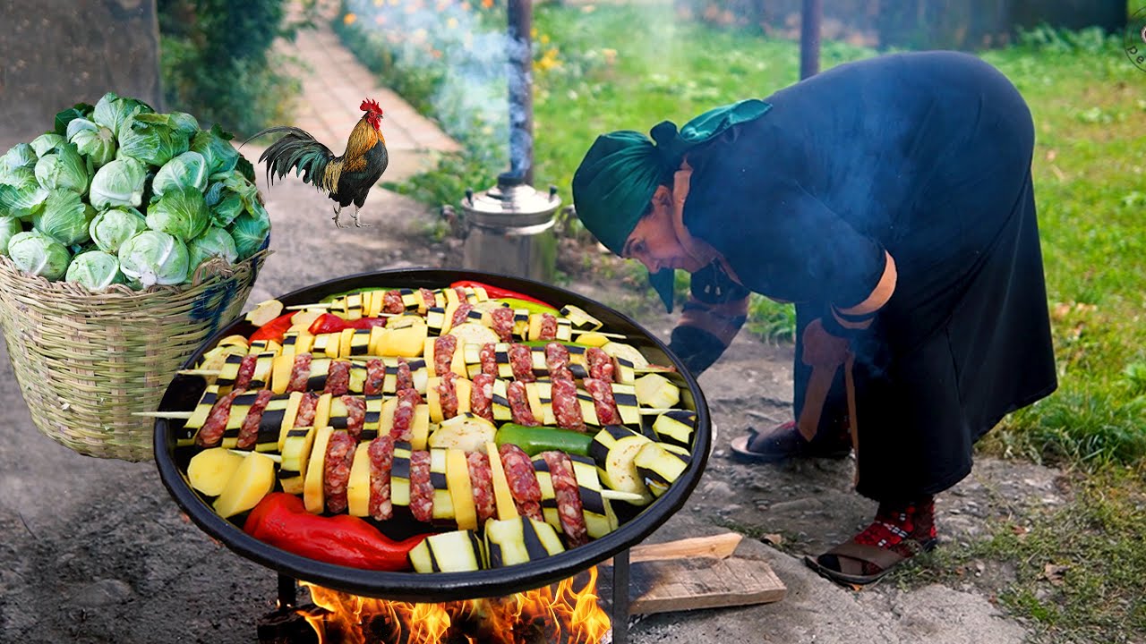 Вкусный Ассорти Шашлыков в Деревне! Рецепт полезного салата из капусты
