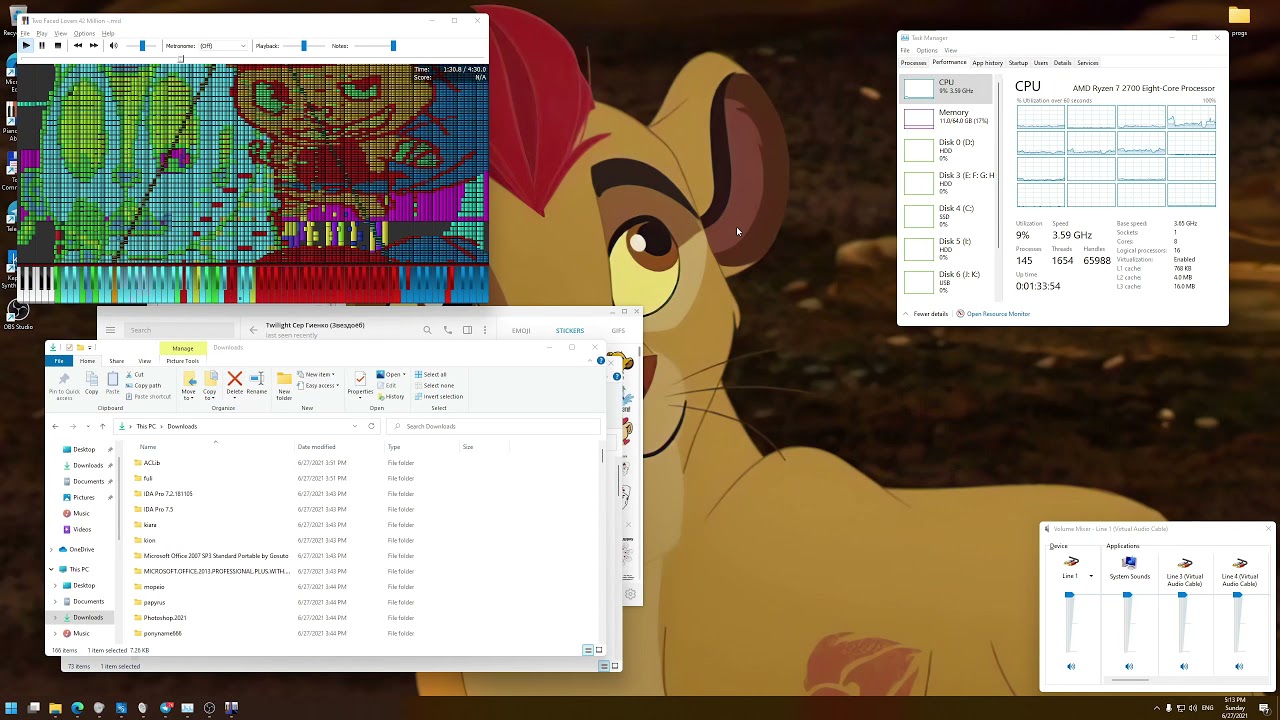 Windows 11 and Piano From Above On Real Machine