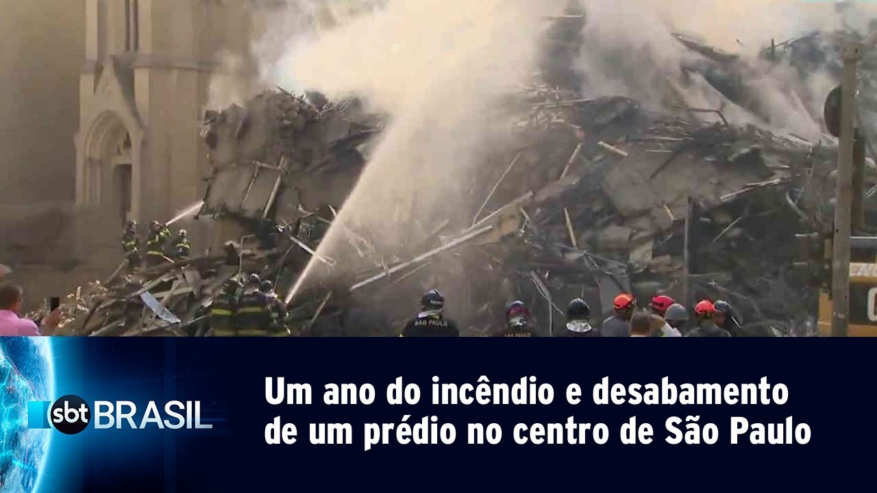 Um ano do incêndio e desabamento de um prédio no centro de São Paulo | SBT Brasil (01/05/19)