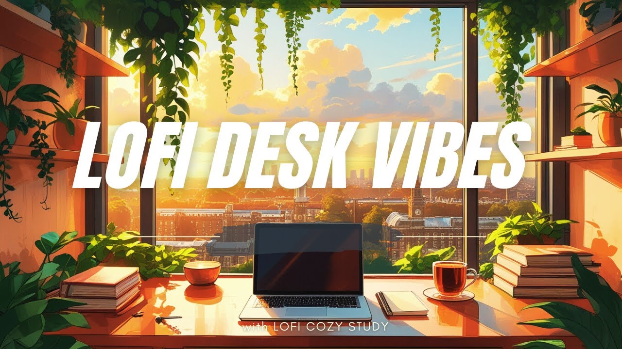Lofi Desk Vibes 🌿✨ Cozy Study & Work Beats in the Sunset