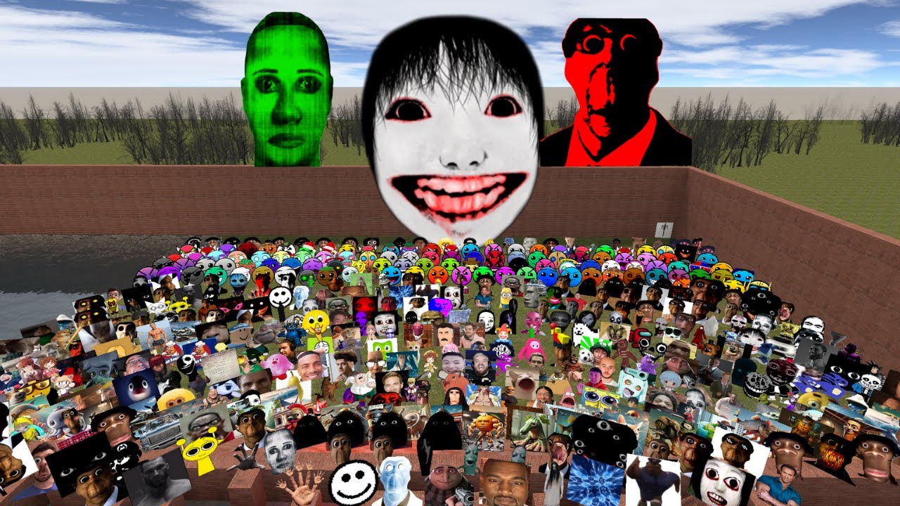 BIG YOSHIE COLORFUL SELENE OBANGA FIRE IN THE HOLE AND ALL NEXTBOT IN BIG MAZE 