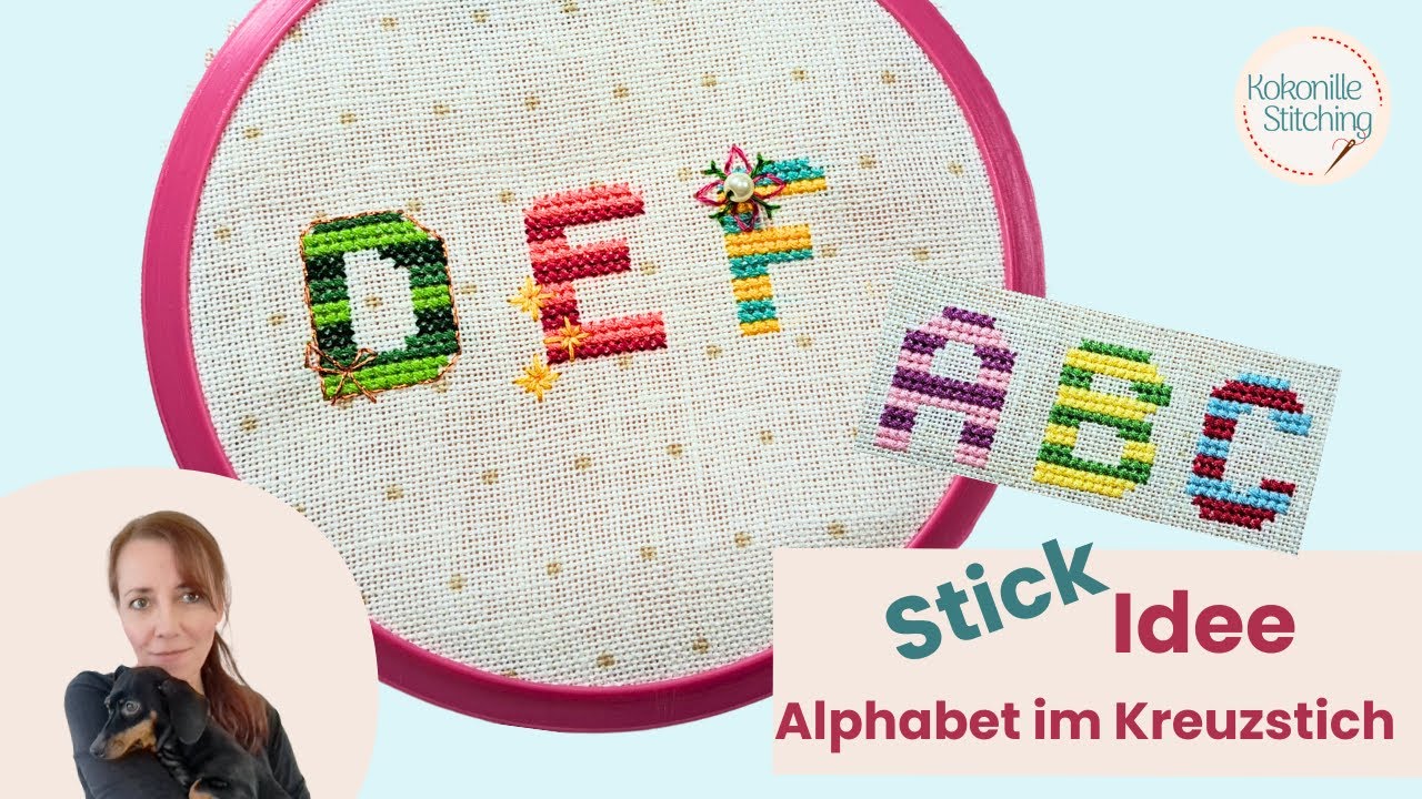 Kreuzstich Alphabet mit Streifen / Tutorial Sticken / Anfängergeeignet
