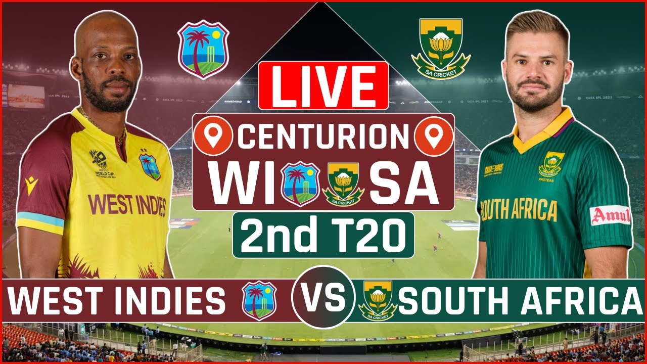 SA vs WI 2nd T20 Live Cricket Score | South Africa vs West Indies 2nd T20 Live Scores & Commentary