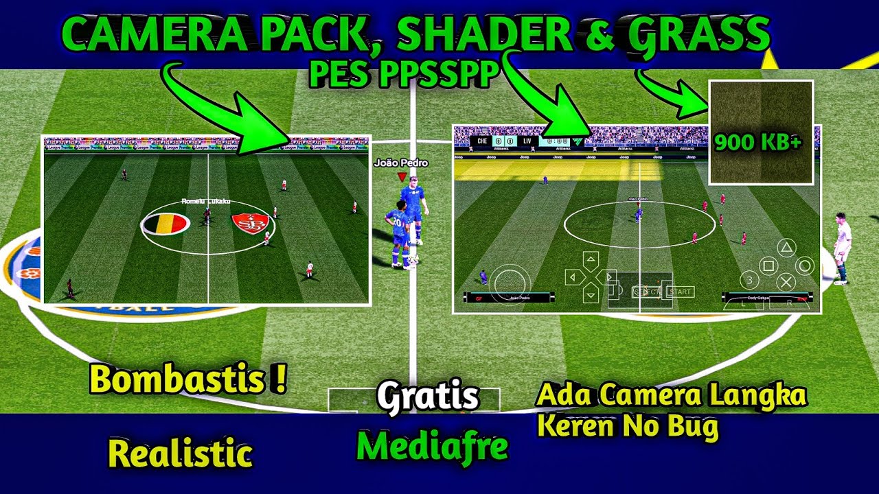 YANG DI CARI ! CAMERA PACK LANGKA, SHADER BONUS GRASS KEREN EFOOTBALL PES PPSSPP PLUS CARA GANTI