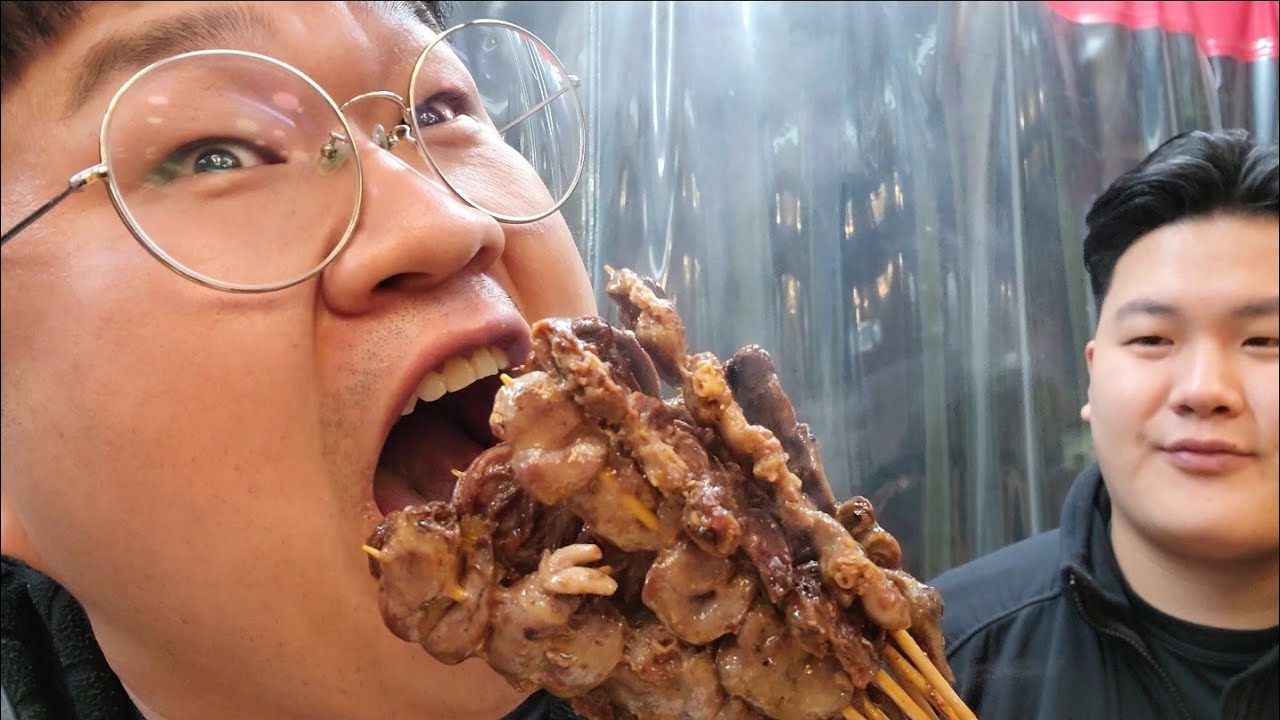 날씨가 야미라서 염통꼬지+떡볶이+튀우김 먹방. Mukbang