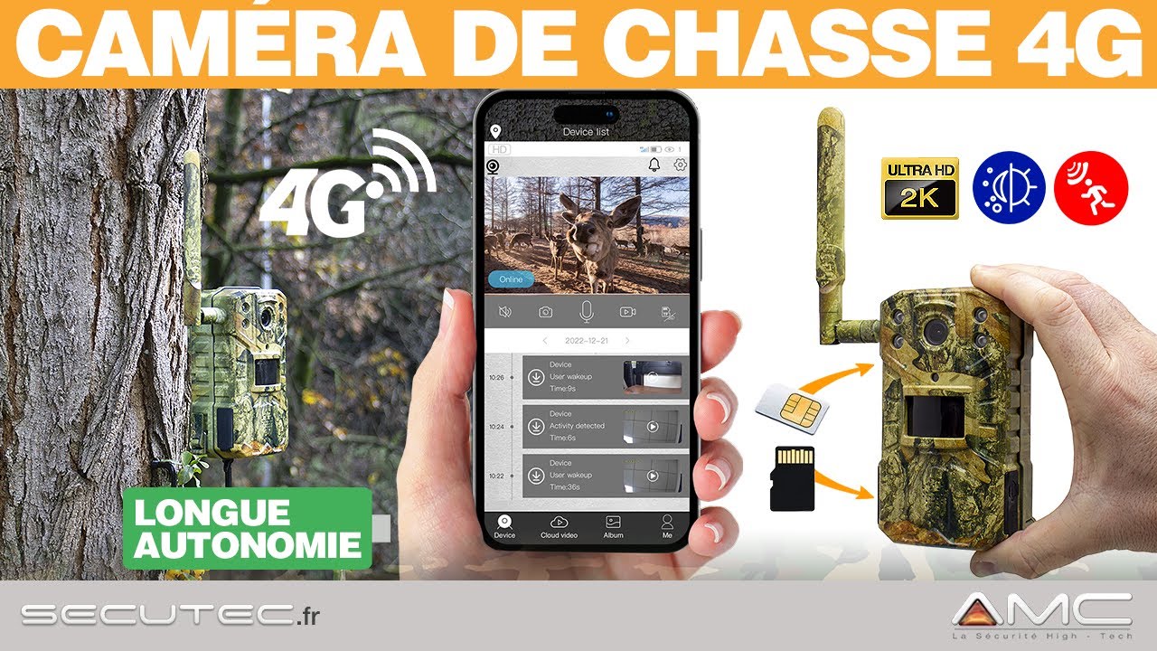 CAMERA DE CHASSE 4G ULTRA HD AUTONOME AVEC ALERTE DETECTION DE MOUVEMENT [SECUTEC.FR]