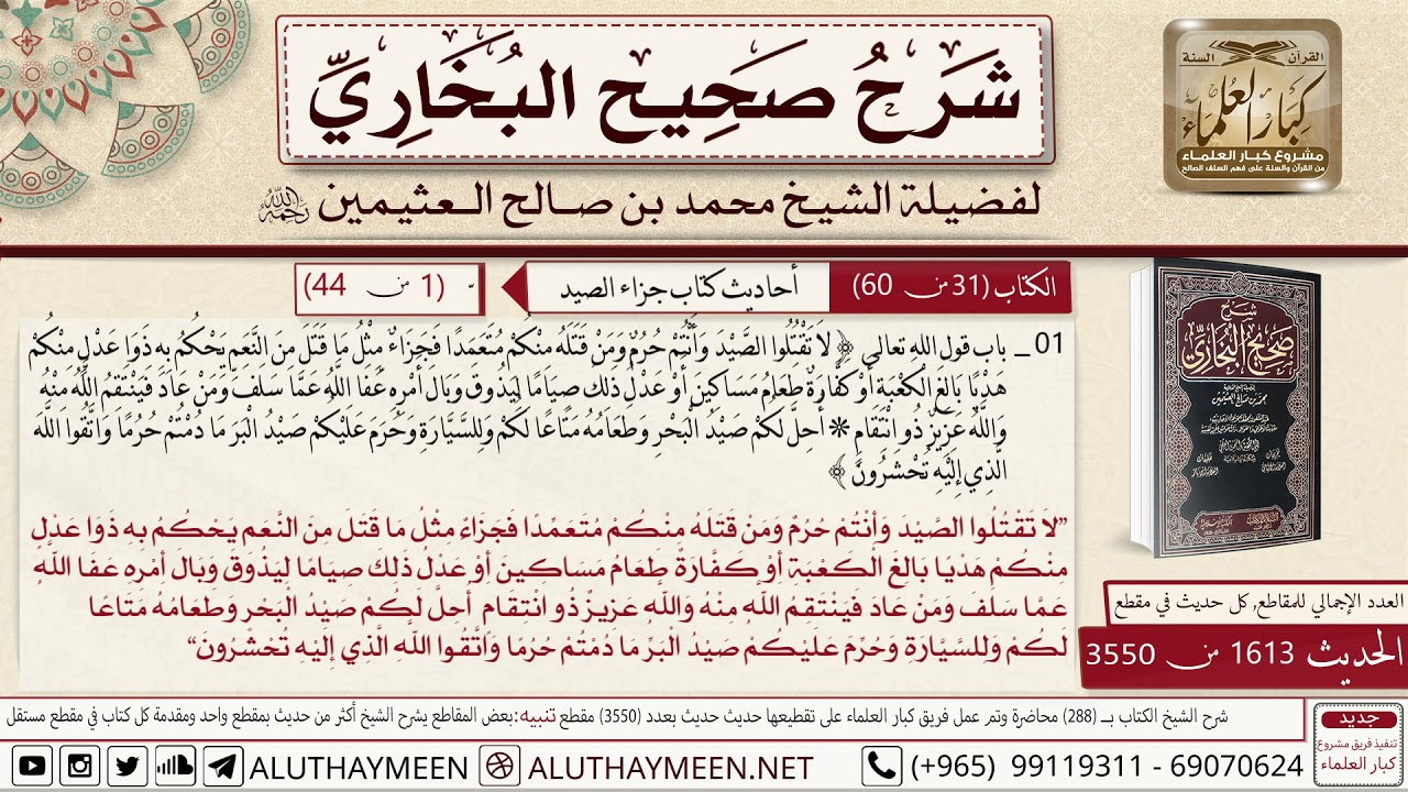 1613 - 3550 باب جزاء الصيد📔 صحيح البخاري - ابن عثيمين