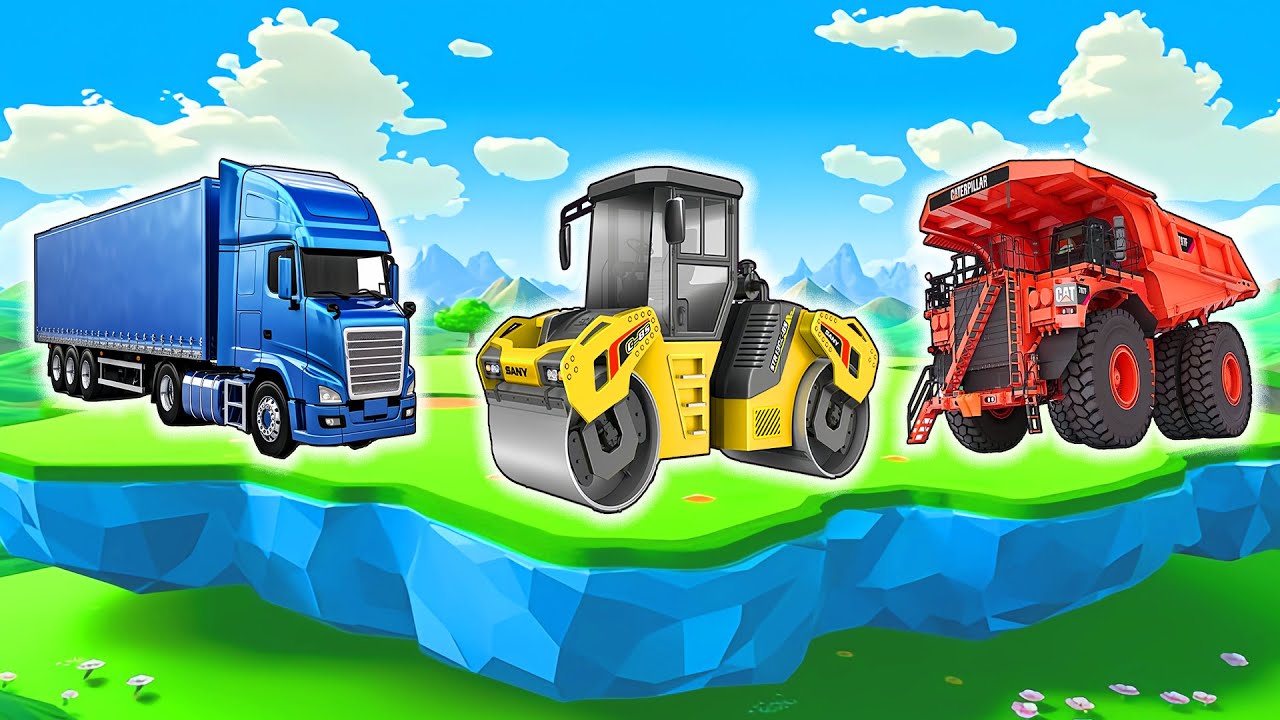 See How Semi-trailer, Road Roller & Dump Truck Operate In Real Life | Funny Vehicles Animation