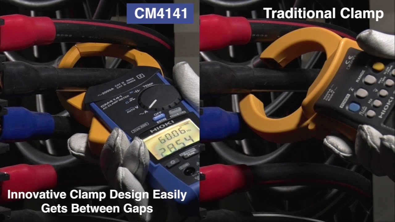 HIOKI AC Clamp Meter CM4141 | New Clamp Design Lets You Get Between Thick Conductors with Ease